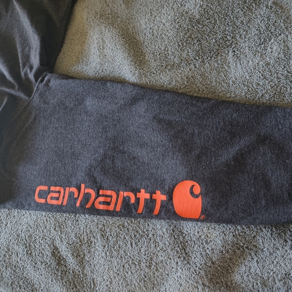 Carhartt Men's Loose Fit Long-Sleeve Spellout Logo Tee Charcoal XLTall Outdoor - Picture 2 of 10